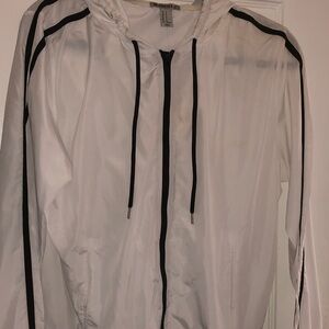 Forever 21 Men's Windbreaker in White with Black Trim